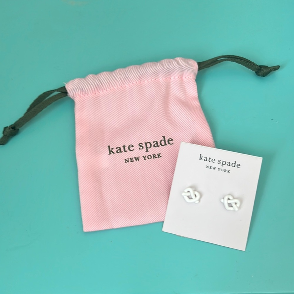 NWT Kate Spade twisted heart earrings in white